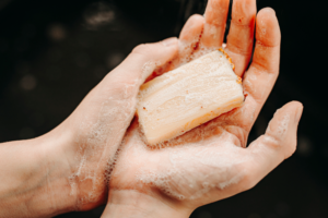 Custom natural soap by Old Factory Handmade with no palm oil, no synthetic fragrance, no parabens, etc.